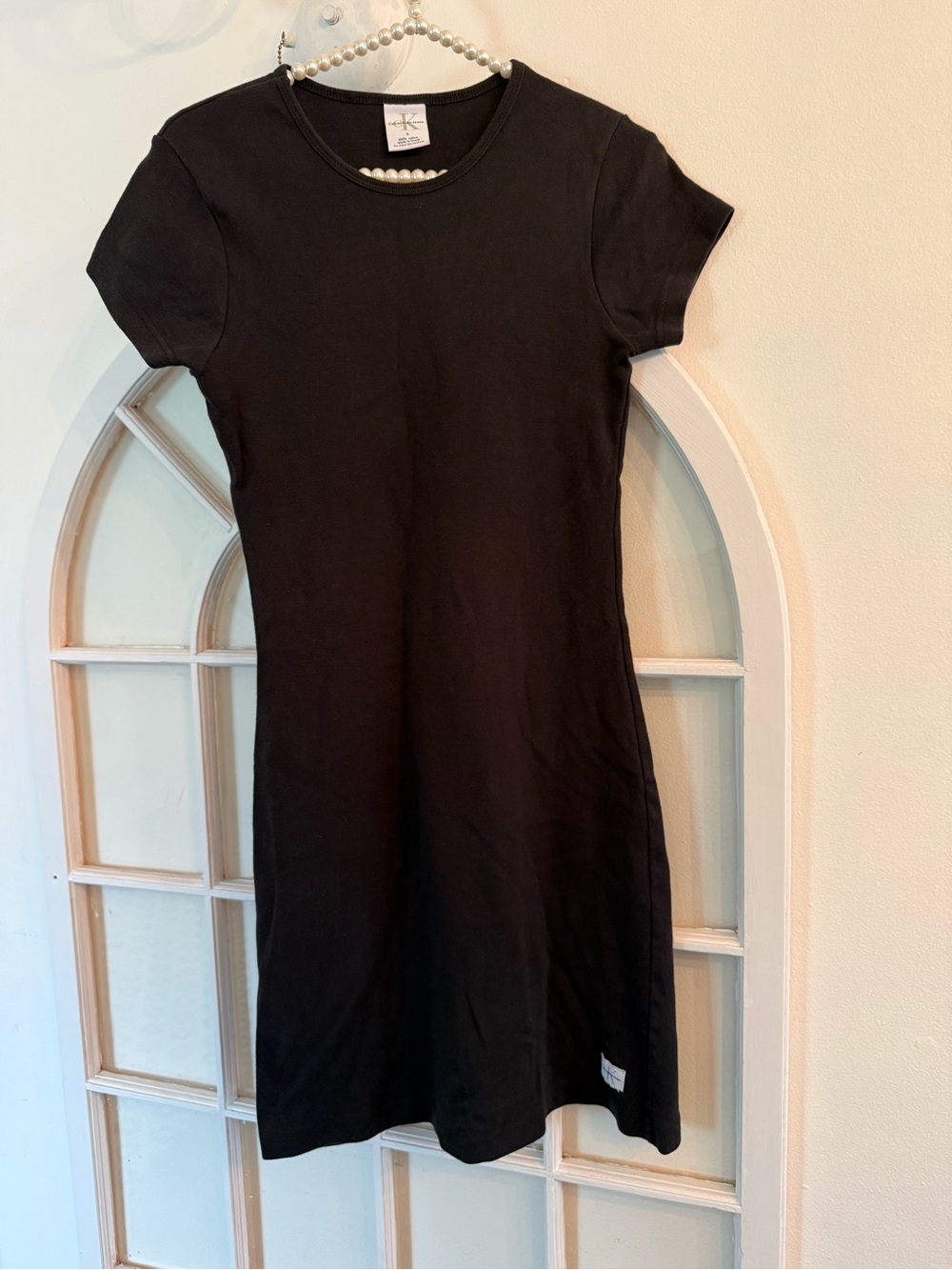 Vintage Calvin Klein Jeans Black Cotton Bodycon T-Shirt Dress | Size S